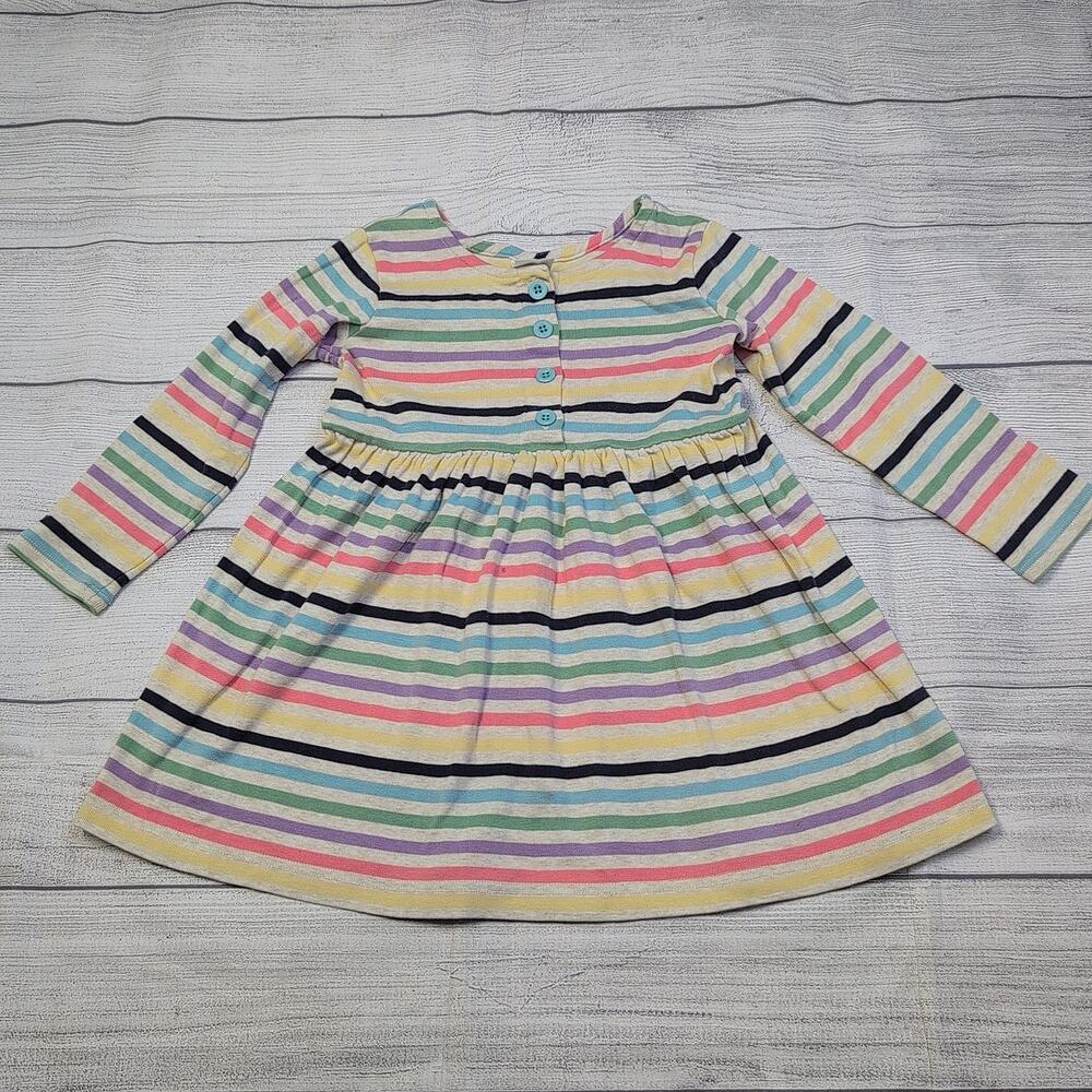 4 Hanna Andersson Oatmeal Rainbow Stripe Playdress